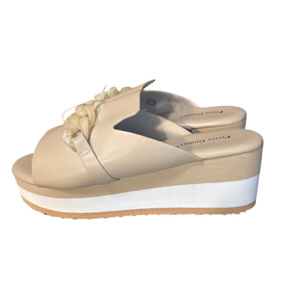 Pierre Dumas Womens Nude Platform Slide Sandals Size 7.5 With Chain Accent - Picture 2 of 6